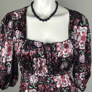 JOHN PAUL RICHARD Black Floral blouse L